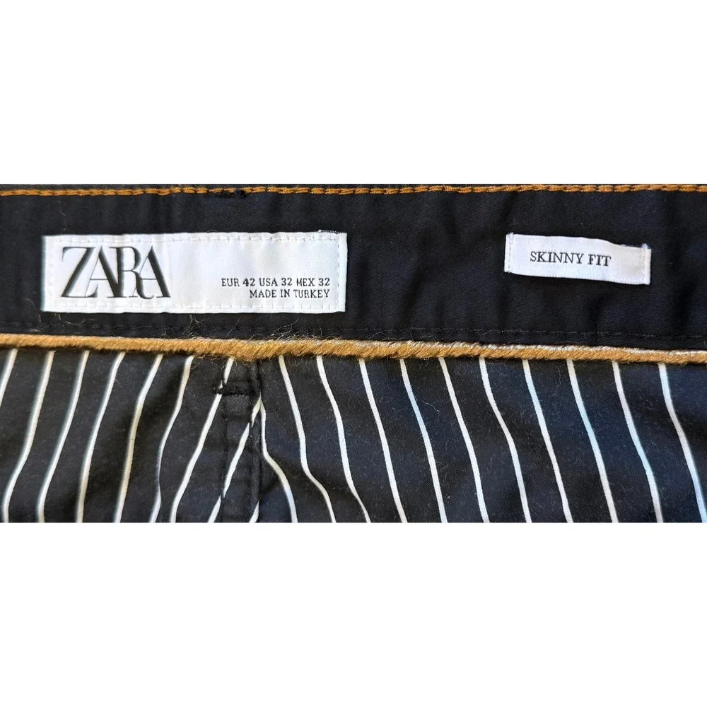 Zara Men's Black Skinny Fit Chino Pants Five Pocket Trousers Mid Rise Size 32